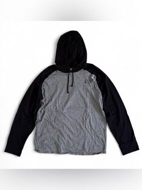 Express grunge hooded long sleeve shirt